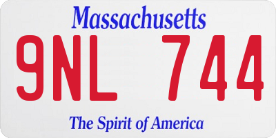 MA license plate 9NL744