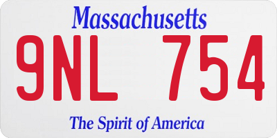 MA license plate 9NL754