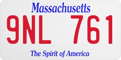 MA license plate 9NL761