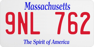 MA license plate 9NL762