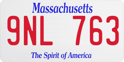 MA license plate 9NL763