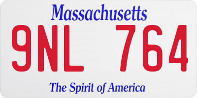 MA license plate 9NL764