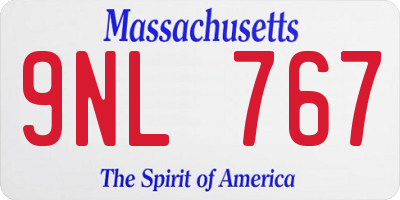 MA license plate 9NL767