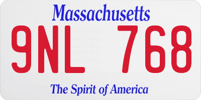 MA license plate 9NL768