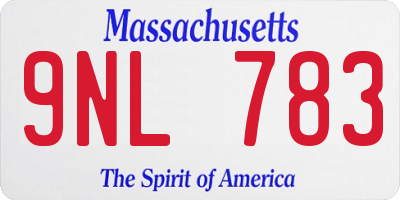 MA license plate 9NL783