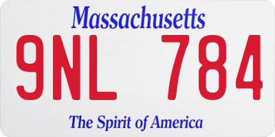 MA license plate 9NL784