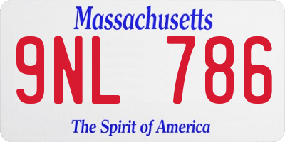 MA license plate 9NL786