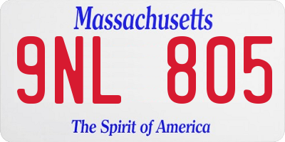 MA license plate 9NL805