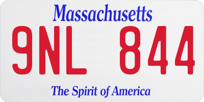 MA license plate 9NL844