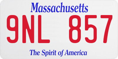 MA license plate 9NL857