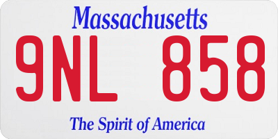 MA license plate 9NL858