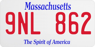MA license plate 9NL862