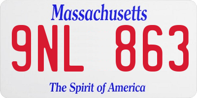 MA license plate 9NL863