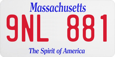 MA license plate 9NL881