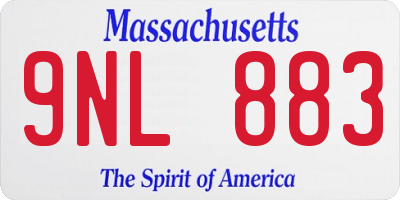 MA license plate 9NL883