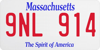 MA license plate 9NL914