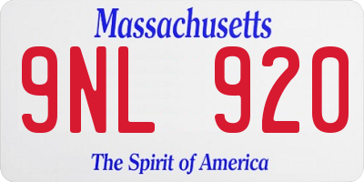 MA license plate 9NL920