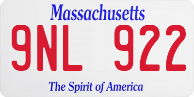 MA license plate 9NL922