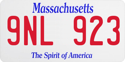 MA license plate 9NL923