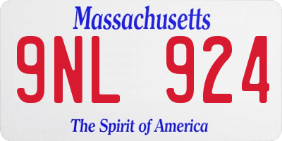 MA license plate 9NL924