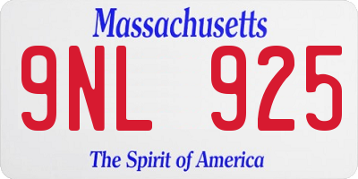 MA license plate 9NL925