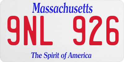 MA license plate 9NL926