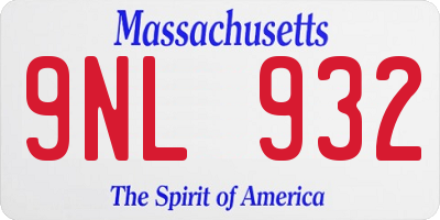 MA license plate 9NL932