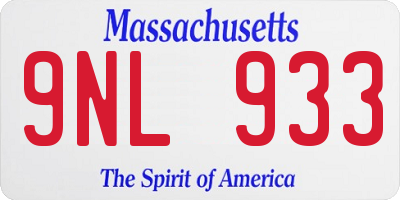 MA license plate 9NL933