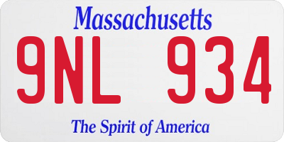 MA license plate 9NL934