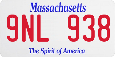 MA license plate 9NL938