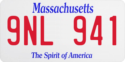 MA license plate 9NL941