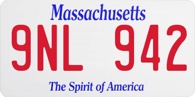 MA license plate 9NL942