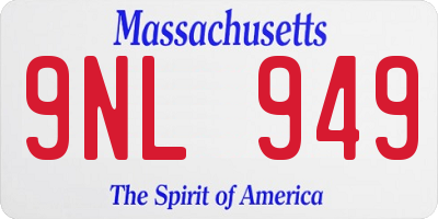 MA license plate 9NL949