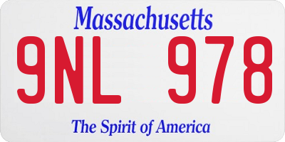 MA license plate 9NL978