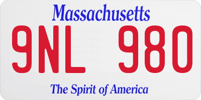 MA license plate 9NL980