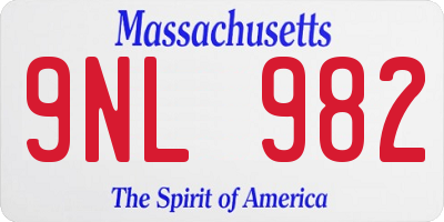 MA license plate 9NL982