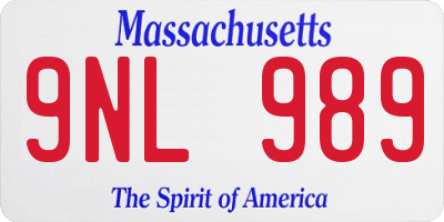 MA license plate 9NL989