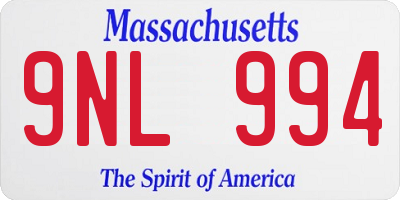 MA license plate 9NL994