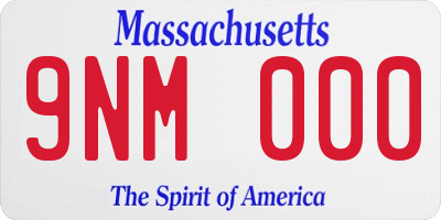 MA license plate 9NM000