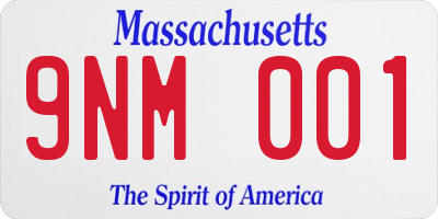 MA license plate 9NM001