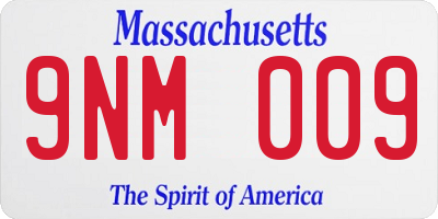 MA license plate 9NM009