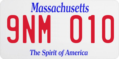 MA license plate 9NM010
