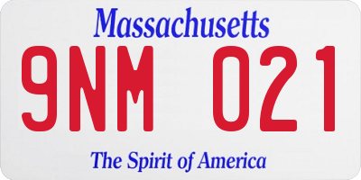 MA license plate 9NM021