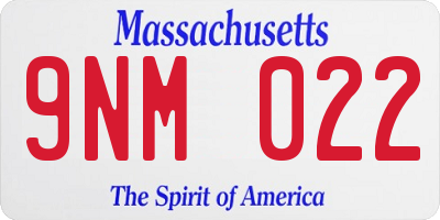 MA license plate 9NM022