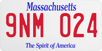 MA license plate 9NM024