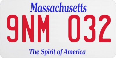 MA license plate 9NM032