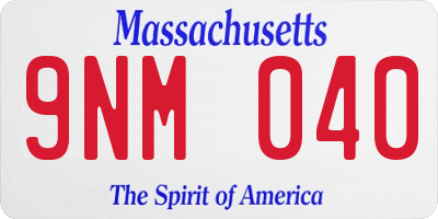 MA license plate 9NM040