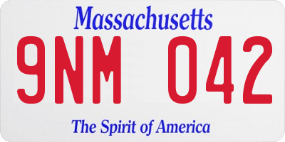 MA license plate 9NM042