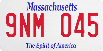 MA license plate 9NM045