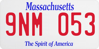 MA license plate 9NM053